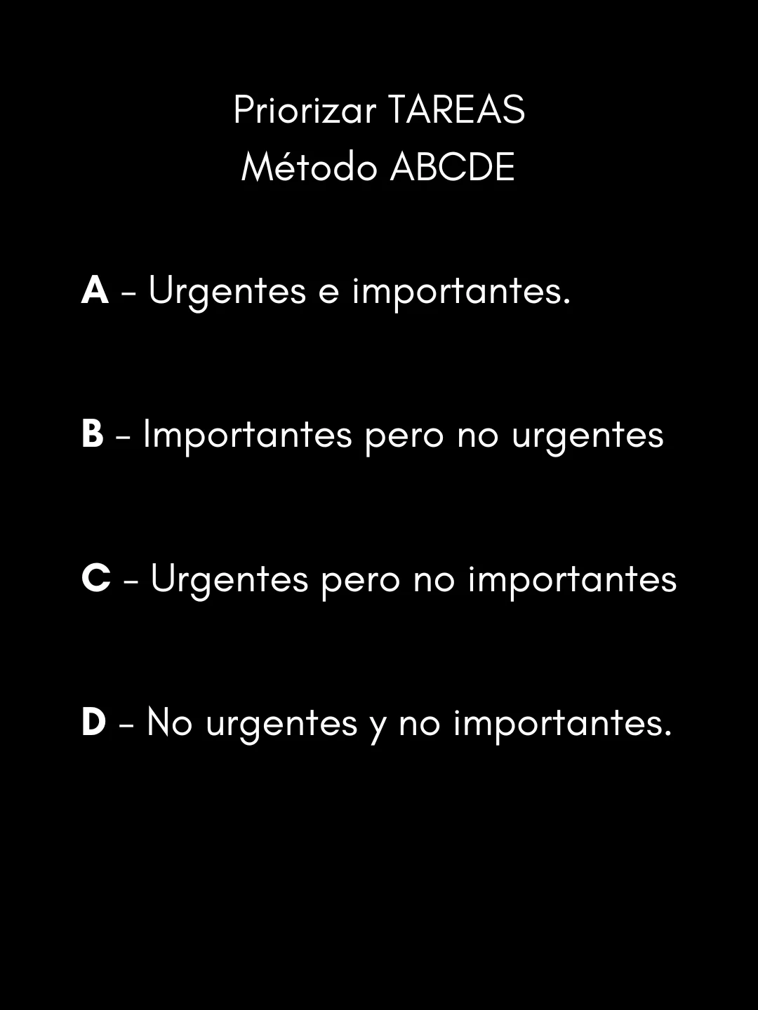 Priorizar tareas con método ABCDE